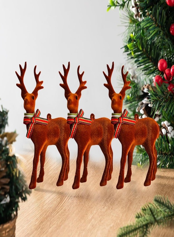 PartyToko 3pcs Cute Christmas Reindeer Christmas Tabletop Decorations Xmas Centerpiece, Rustic Reindeer Sign Standing Elk Decor for ChristmasHome Shelf (Brown),Decorative Xmas Elk for Party Holiday - Image 1